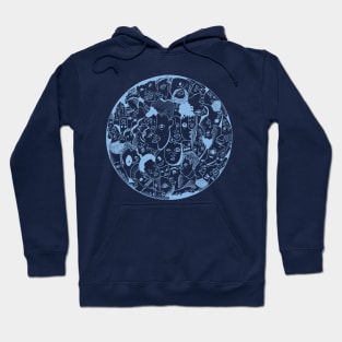 Light Blue Many Faces Hoodie